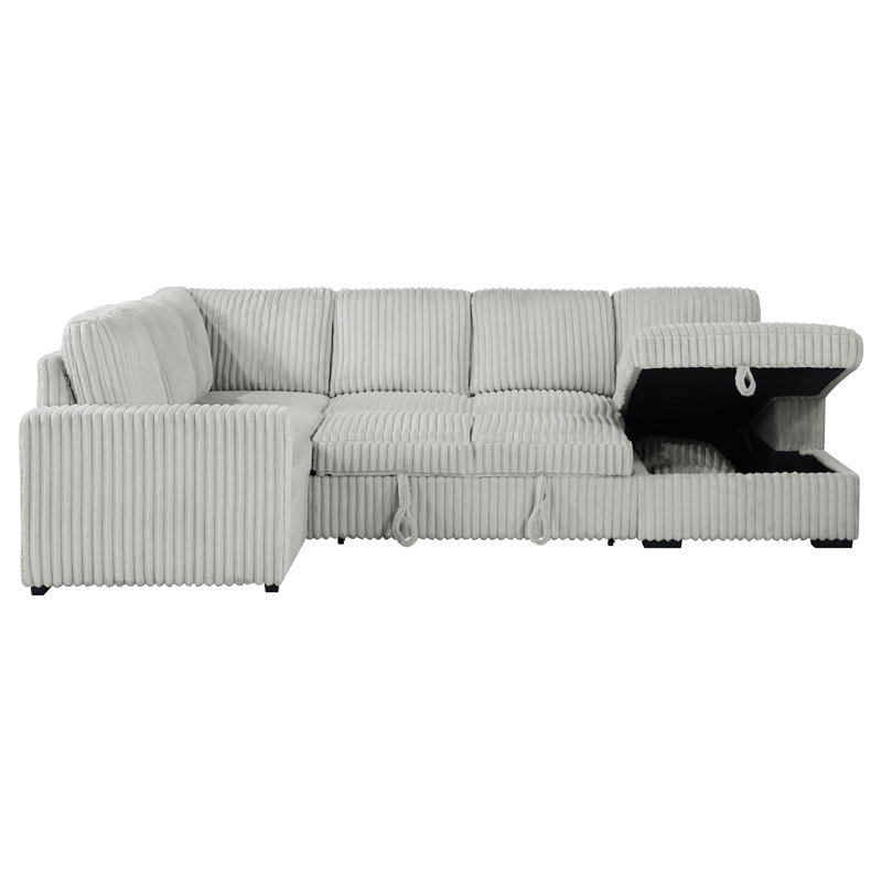 Macauley Sleeper Sectional, Gray Corduroy