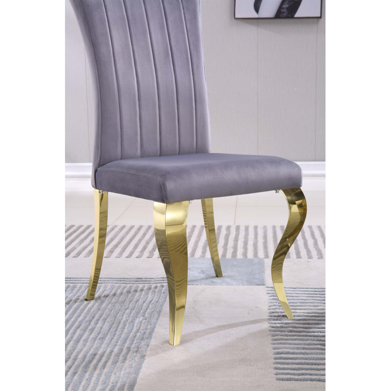 Ensemble de 2 chaises de salle à manger modernes en velours rembourrées avec dossier rayé pour une décoration intérieure élégante