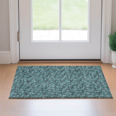 Tapis bleu sarcelle lavable à la machine Premium Prisco