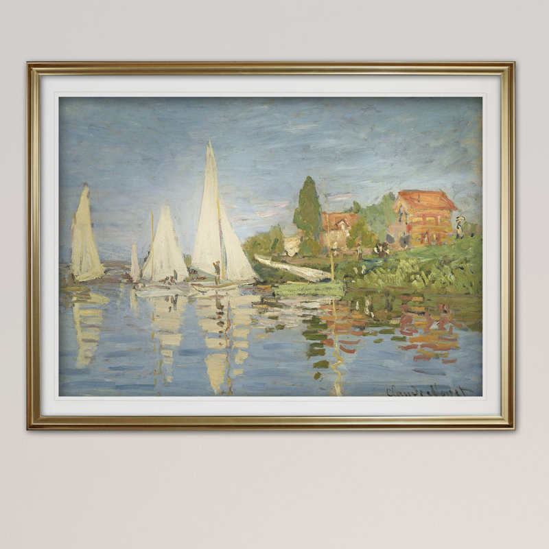 Chapelton at Argenteuil Claude Monet, reproduction de peinture à l'huile sur toile tendue encadrée, Gold Framed