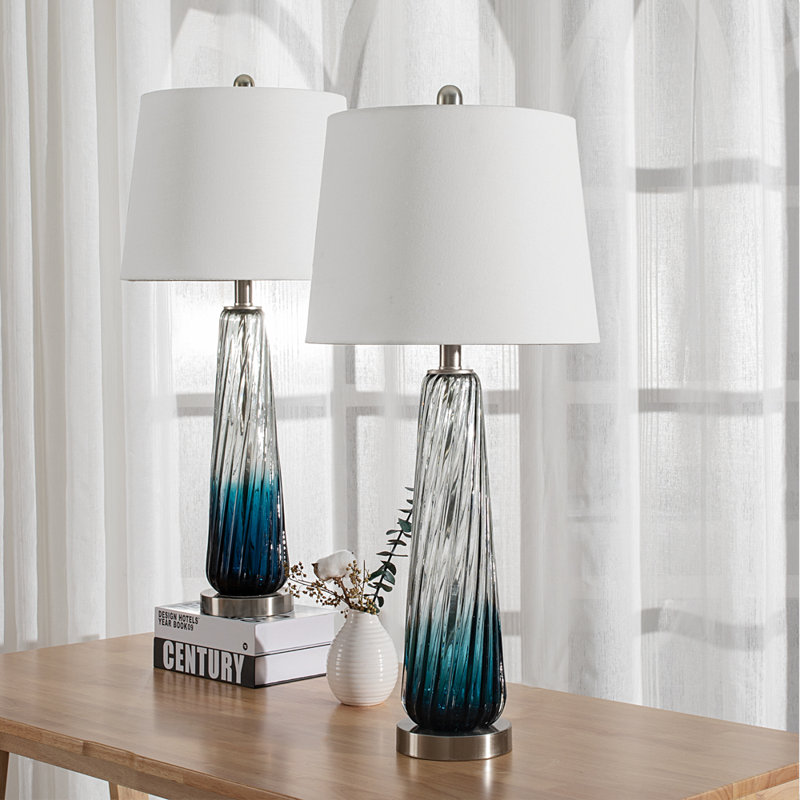 Lampe de table en verre Aislin avec interrupteur à 3 voies (ensemble de 2)