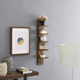 5 Tier Wall Shelf Unit Narrow Smooth Laminate Finish - Vertical Column Shelf Floating Storage Home Decor Organizer (Pine)