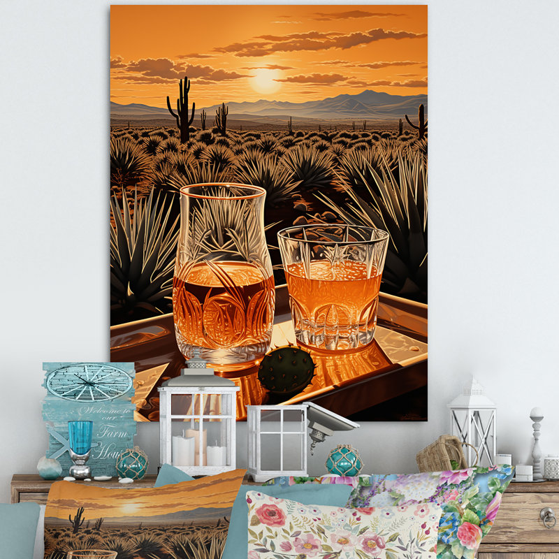 «Tequila Sunrise» de Grisborne, Toile tendue, H 32 po x l 16 po x P 1 po