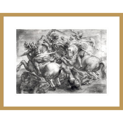 La Bataille d'Anghiari d'après Léonard de Vinci (1452-1519) par Peter Paul Rubens, impression giclée encadrée