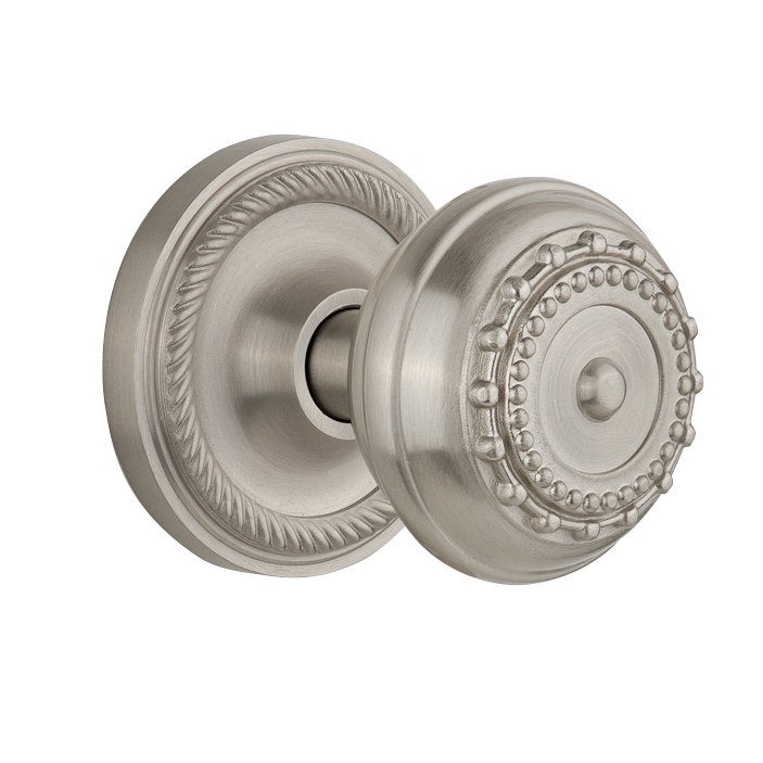 Rosette en corde avec poignée de porte Meadows, Nickel satiné