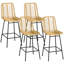 Ensemble de tabourets de bar en rotin de 4 tabourets de bar à hauteur de comptoir de 26 po avec tabouret d'îlot de cuisine avec siège et dossier en osier respirant, jaune