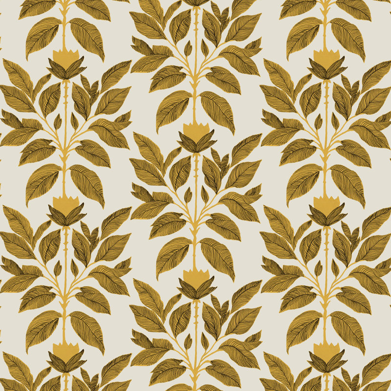 Papier peint floral Wayward Petal - Safran