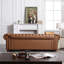 Canapé classique Chesterfield 3 places, similicuir brun, mobilier de salon élégant