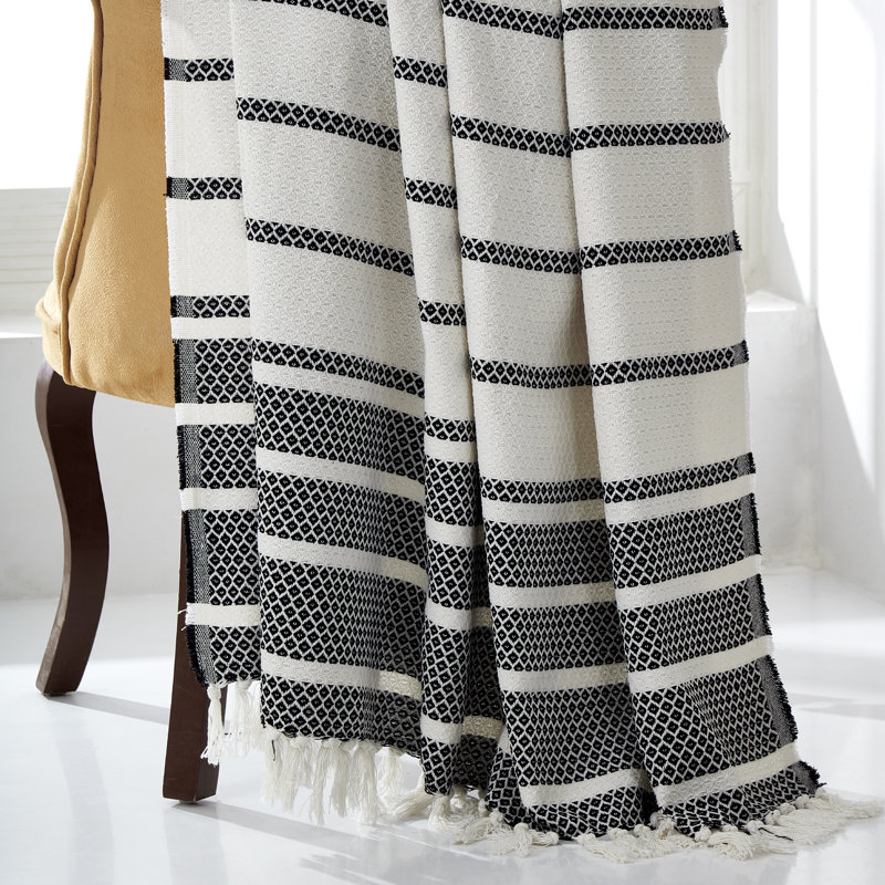 Edda Modern Cotton Throw, Black