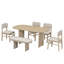 Ensemble de table de salle à manger en bois massif avec banc - Ensemble de table de salle à manger rembourré 6 pièces avec banc, mobilier de cuisine de ferme moderne bicolore pour les réunions de famille