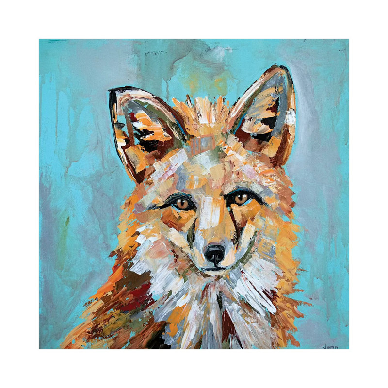 Charcoal Woodland Fox II 1 Piece Wrapped Canvas Wall Art, 30.48cm H x 30.48cm W