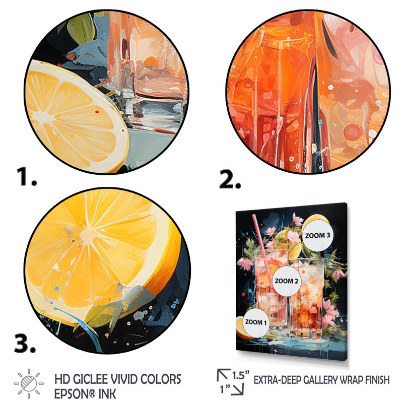 «Lanard Tropical Soda Cocktail IV», reproduction sur toile, H 32 po x l 24 po x P 1 po, Encadrement doré