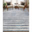 Hand Knotted Striped Area Rug in Blue/Gray