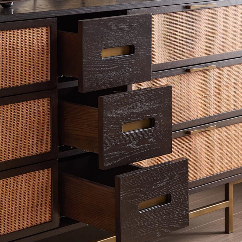 Solid wood rattan creative cabinet