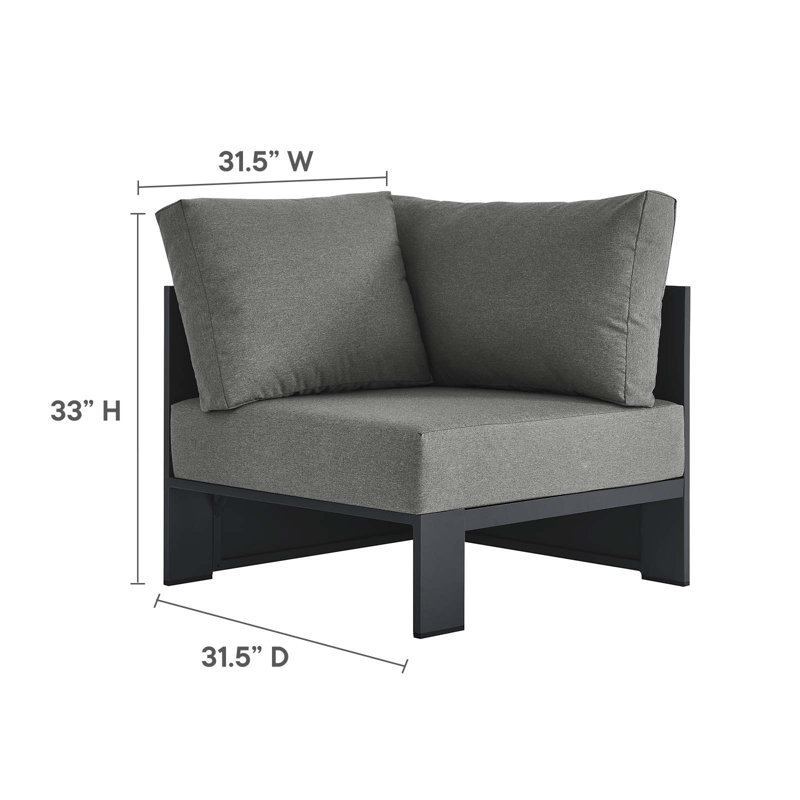 Chaise de coin modulaire en aluminium thermolaqué Modway Tahoe, Gris anthracite