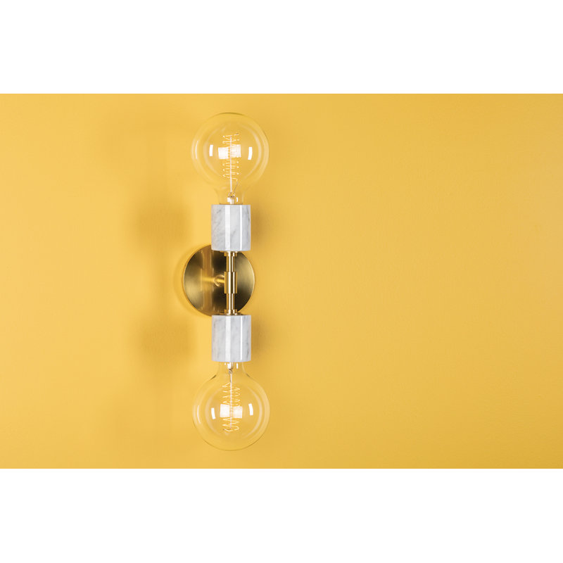 Asime 2 Light Wall Sconce, Aged Brass