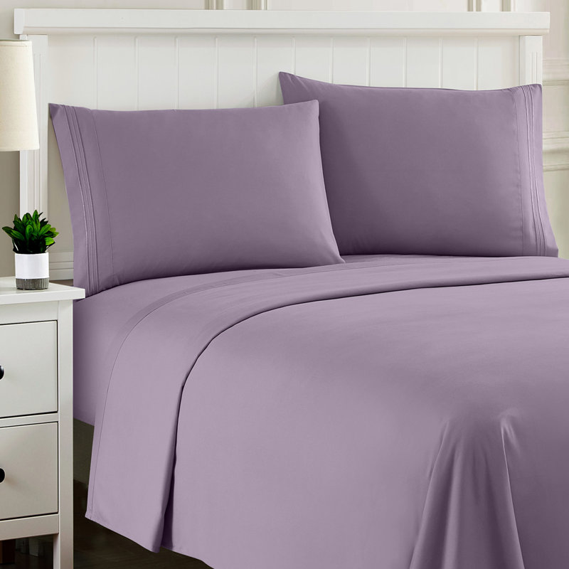 Luxurious Classic Soft Solid 1800 Series Microfiber Sheet Set, Various Colors and Sizes, Plum, Full