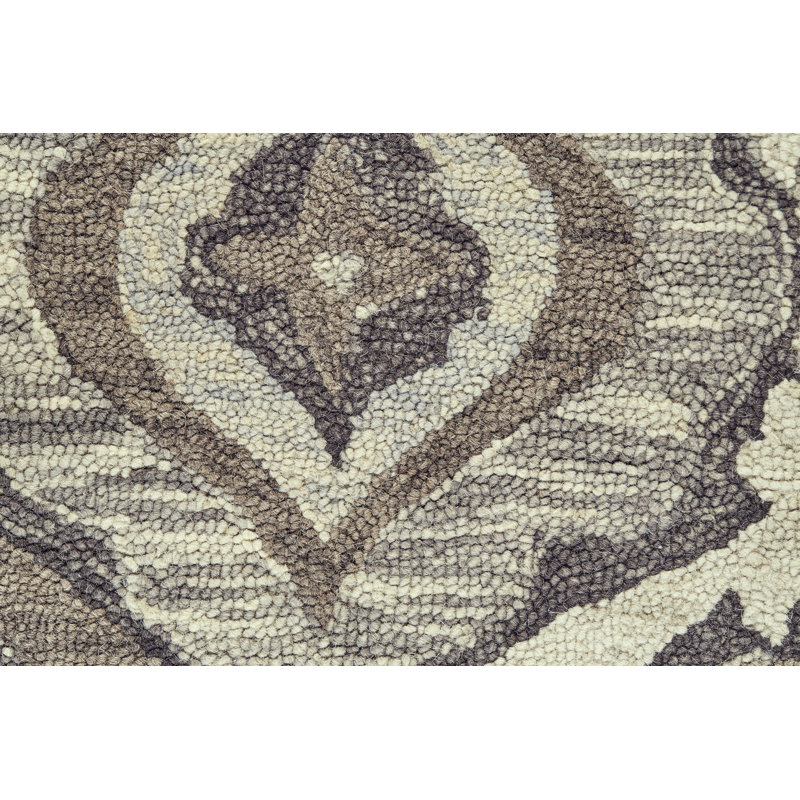 Florence Handmade Tufted Wool Gray/Ivory Area Rug, Rectangle 2' x 3'