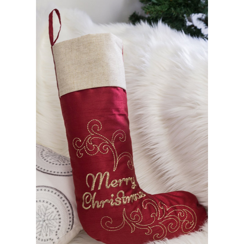 Chaussette de noël merry christmas, H 20 po x l 13 po