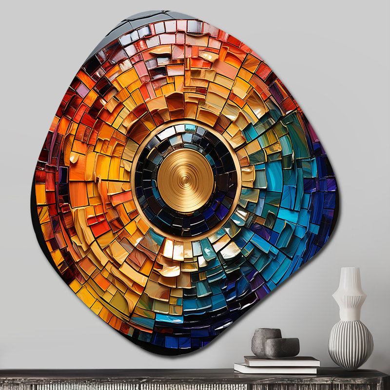 Coloré vinyle Disque vinyle mosaïque II - Vinyle forme nébuleuse asymétrique en métal, art mural, H 28 po x l 25 po x P 1 po
