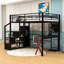 Lit mezzanine avec bureau à DEL intégré, garde-robe et escalier de rangement