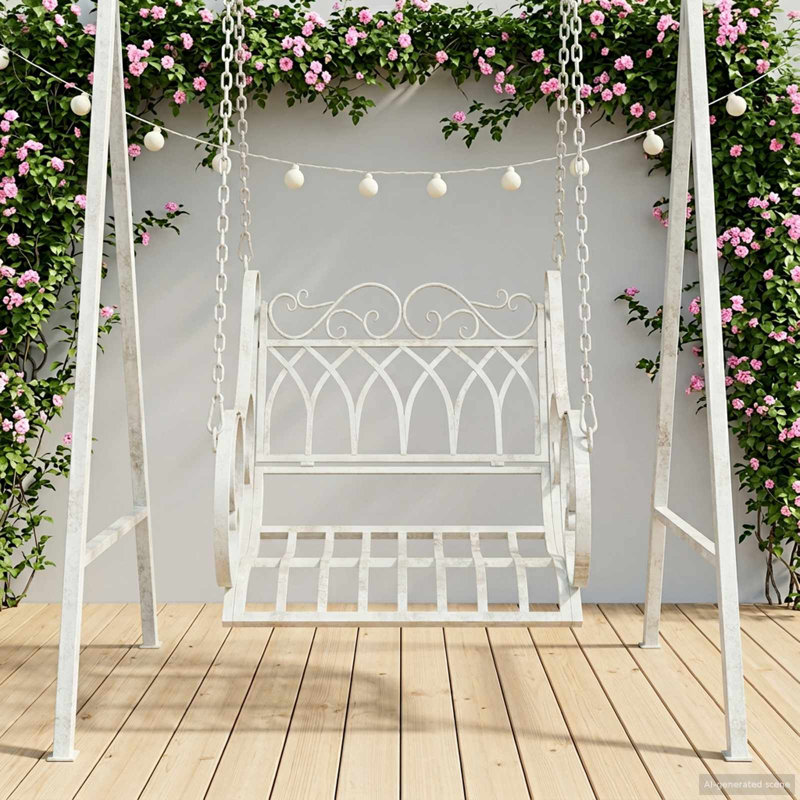 Porch Swing with Canopy, Antique White, 71cm