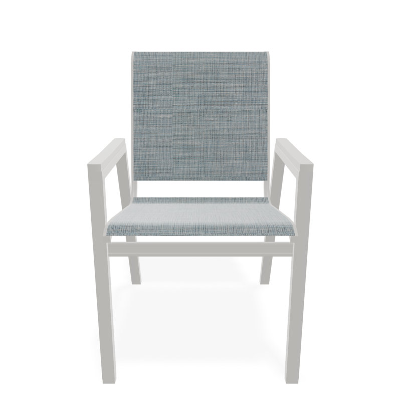 Chaise de bistro empilable en aluminium avec accoudoirs en polymère de qualité marine Bazza, Breloque, Neige