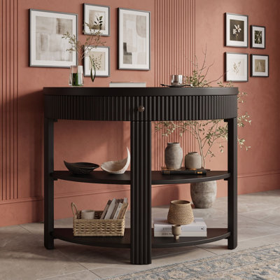 Console en bois avec tablettes et tiroir