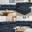 Canapé modulaire en forme de L de 157,6 po de forme modulaire en L en velours côtelé avec repose-pieds, support en éponge double couche, sans assemblage-2023641634