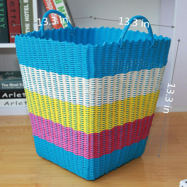 Plastic Woven Basket with Handles - Large