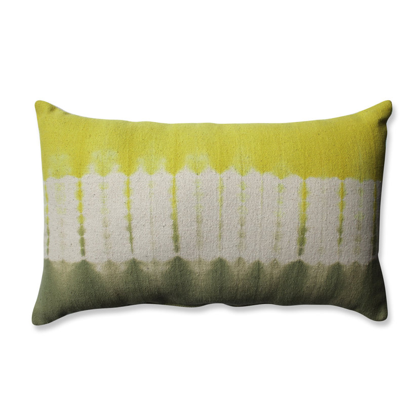 Shibori Bands Cotton Lumbar Pillow, Apple/Olive