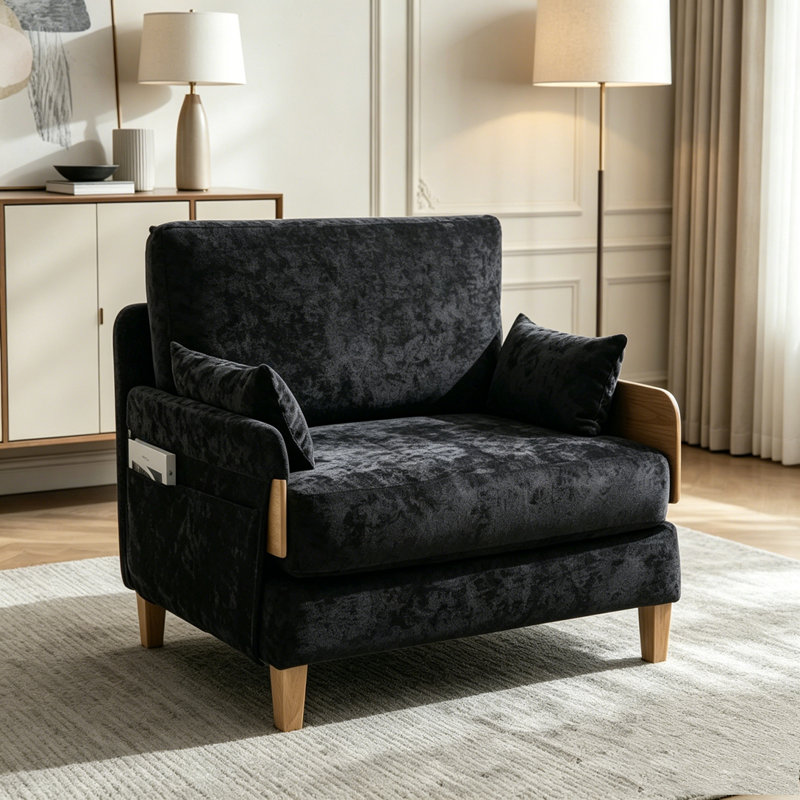 3-in-1 convertible sleeper,Foldable sofa bed recliner, Black