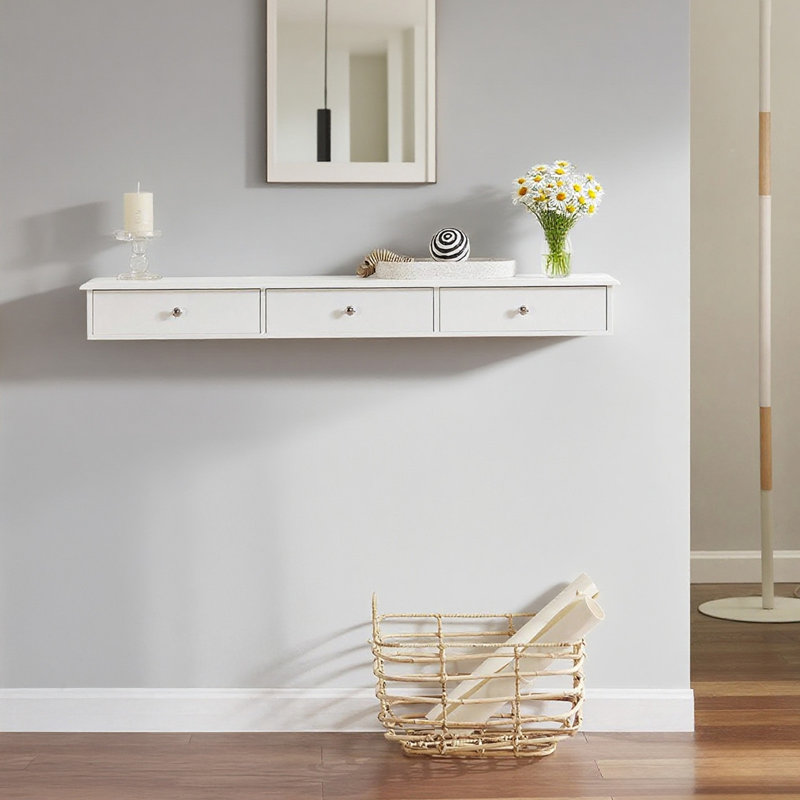 Sweni Accent Shelf with Drawer, White