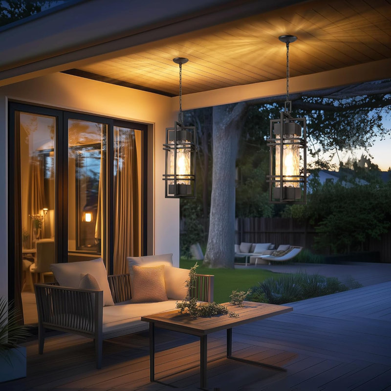 Outdoor Pendant Light Fixture Modern Hanging Lantern Ceiling Mount Exterior Waterproof Chandelier Lighting