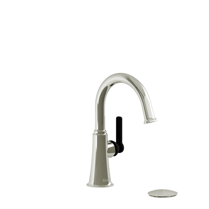 Robinet de lavabo à poignée simple avec bec en C Momenti, Nickel poli / Noir