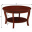Table basse ronde avec tablette de rangement - Table de salon classique en bois massif, design traditionnel pour salle familiale