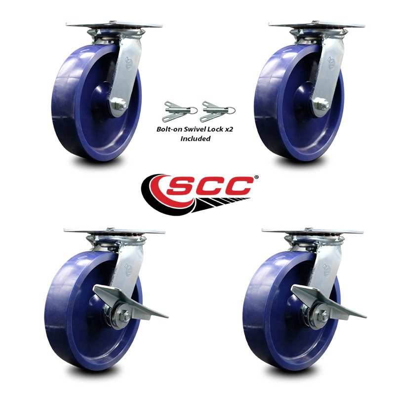 4 Piece Solid Poly Swivel Caster Set