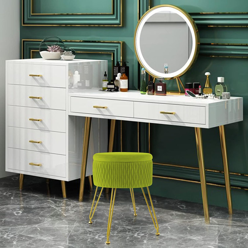 Nirah Steel Accent Stool, Matcha Green