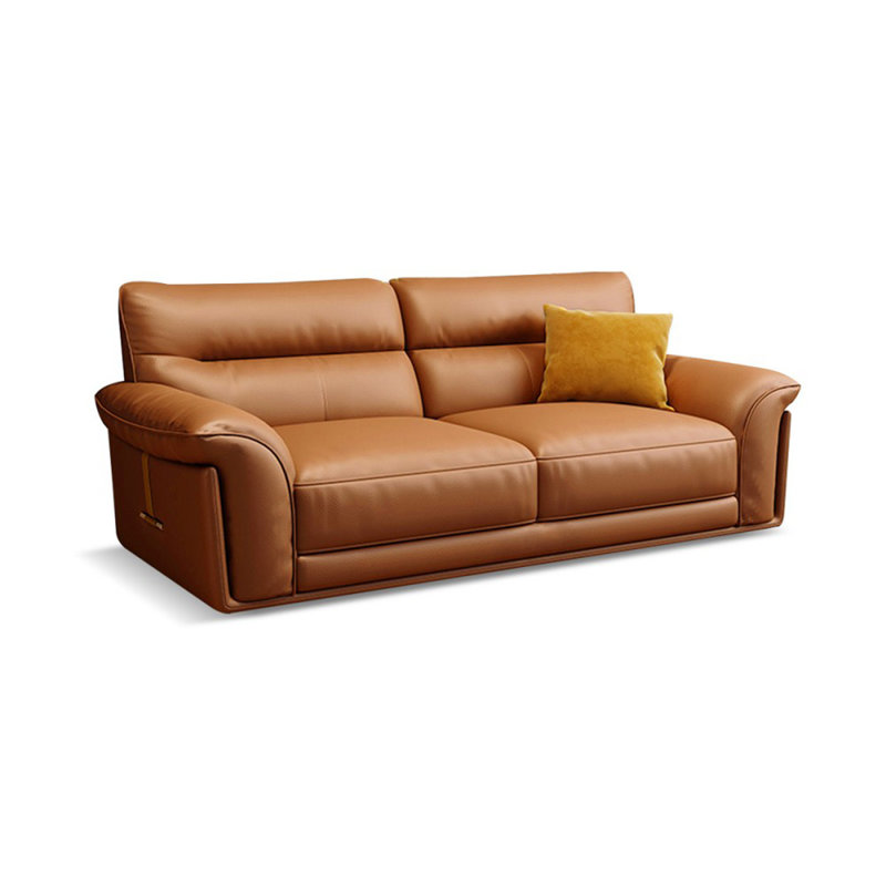 Causeuse coussin orange en cuir véritable, Orange
