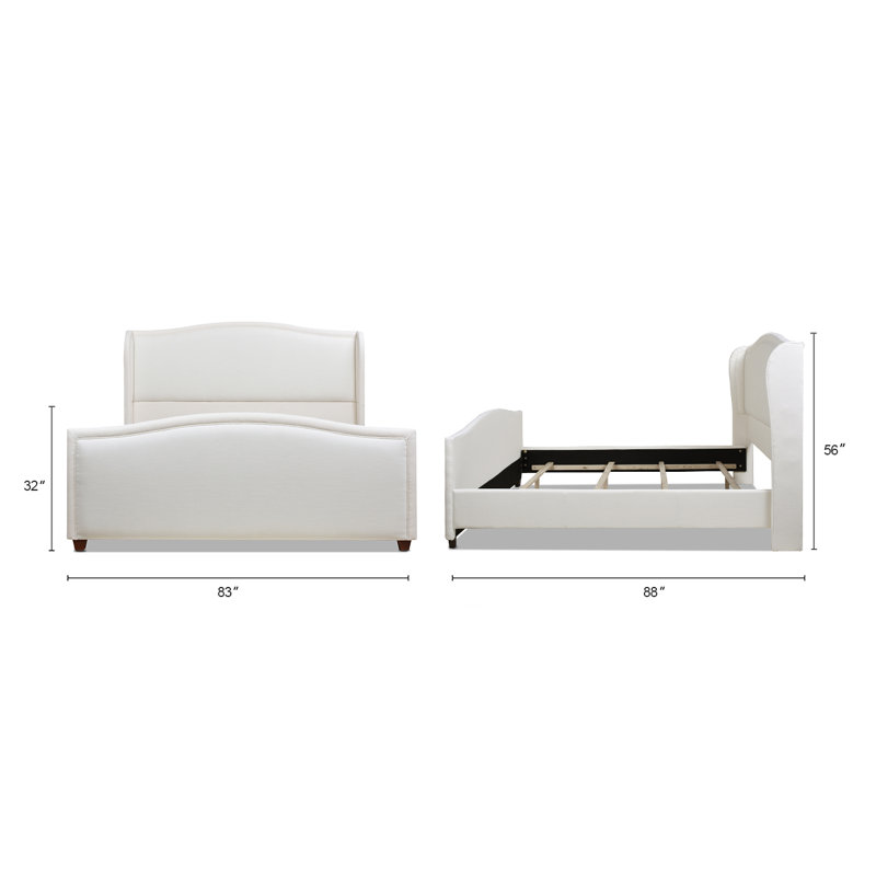Upholstered Standard Bed, King, Antique White