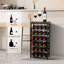 Plancher autoportant pour porte-bouteilles de vin, étagères de rangement à vin en bambou à 6 niveaux avec plateau de table, étagère à bouteilles de 24 bouteilles pour le bar-salon de la cuisine, brun rustique et noir