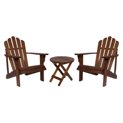 Brently Solid Wood Adirondack Chair with Table