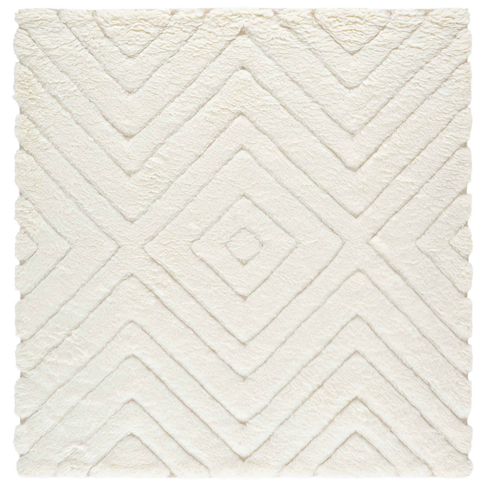 Dabria Handmade Wool Ivory Rug, Square 7'