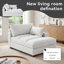 Chaise longue surdimensionnée rembourrée en chenille blanc cassé avec accoudoirs et coussins décoratifs-1717313410