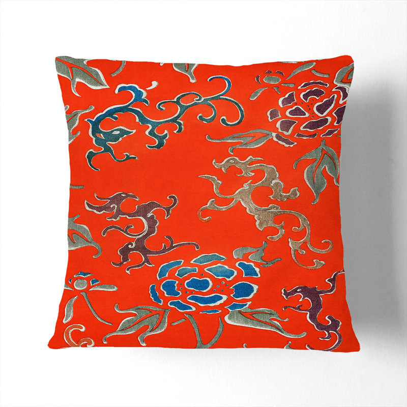 Floral Square Throw Cushion, White, 55cm H x 55cm W x 20cm D
