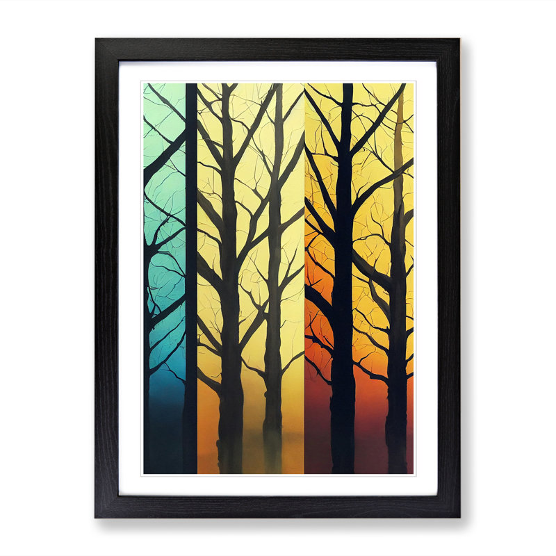 Tree Abstract In Colour Vol.3 - Single Picture Frame Print, Black, 34cm H x 25cm W x 2cm D