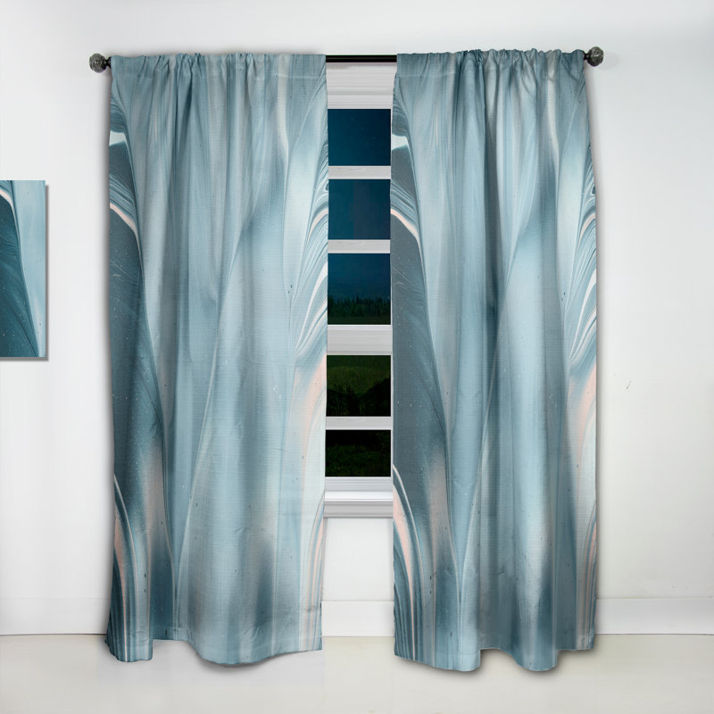 Rideau en lin Blue Modern Water I, L 52 po x L 108 po