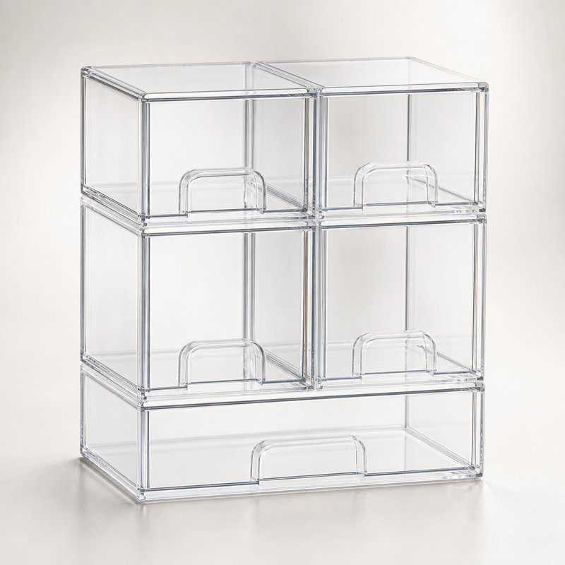 5-Pack Acrylic Baby Bottle Storage Organizer, Stackable Clear Drawer Container for Countertop, Vanity, Bathroom, Cabinet & Pantry, 2S2M1L