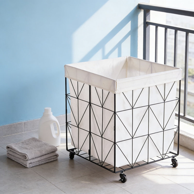 Panier à linge pliable avec doublure lavable amovible, panier à roulettes de grande capacité pour le rangement des vêtements et l'organisation à la maison