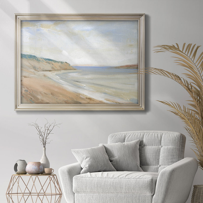 Étude de rivage I, Pas de tapis, Toile avec cadre flottant or, L 32 po x H 23 po